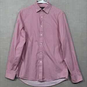 Michael Kors‎ Classic Fit Shirt S Red Geometric Print Long Sleeve Retro Preppy